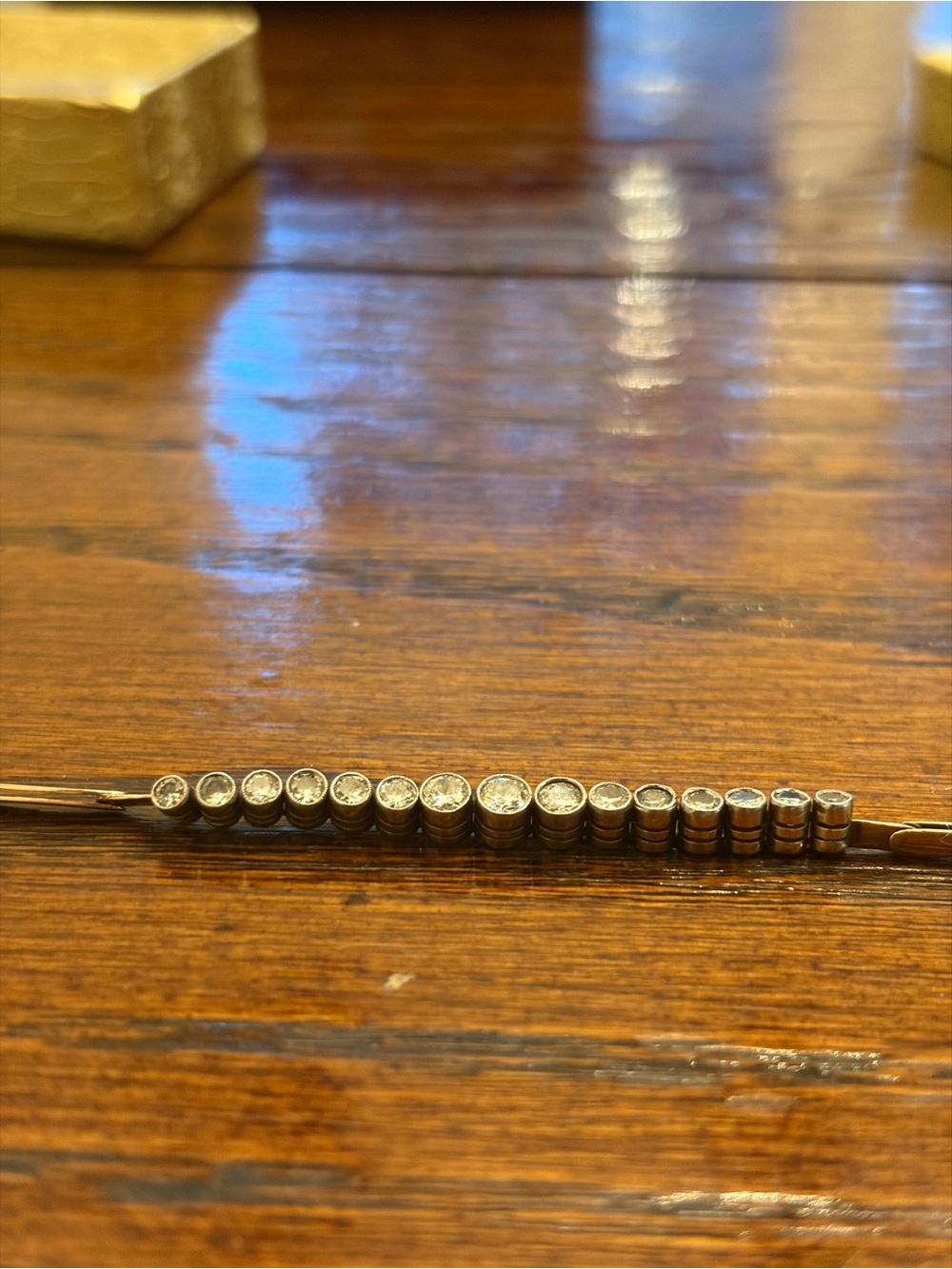 Diamond and gold antique station bracelet - Picture 14 of 16